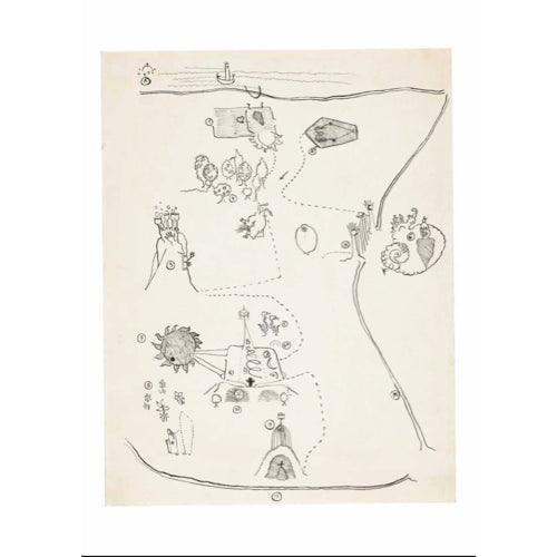 Map of Down Below by Leonora Carrington (A6 postcard)