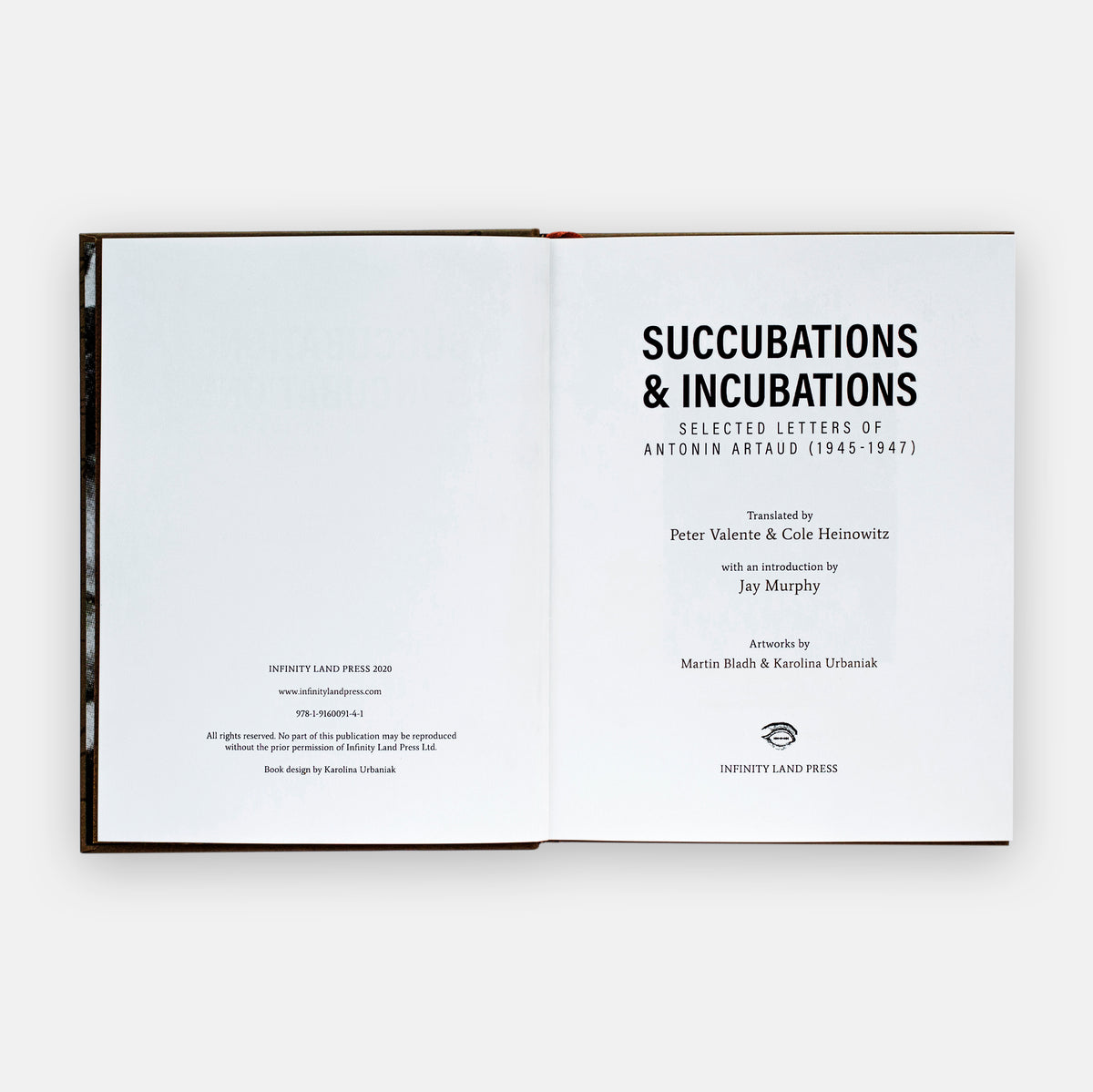Succubations & Incubations - Antonin Artaud (trans. Valente, Heinowitz) title page