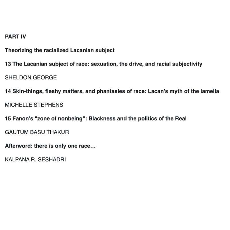 Lacan and Race  Racism, Identity, and Psychoanalytic Theory - ed. Sheldon George and Derek Hook