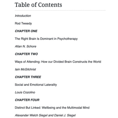 The Divided Therapist: Hemispheric Difference and Contemporary Psychotherapy - ed. Rod Tweedy
