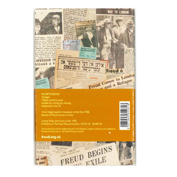 Leaving Today A6 Sketchpad, Sigmund Freud in Exile newspaper collage